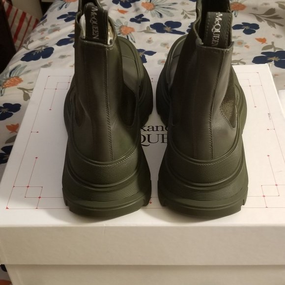 Brand New Alexander Mcqueen Leather Chelsea Boot Green  Sz 45/12 main image 7